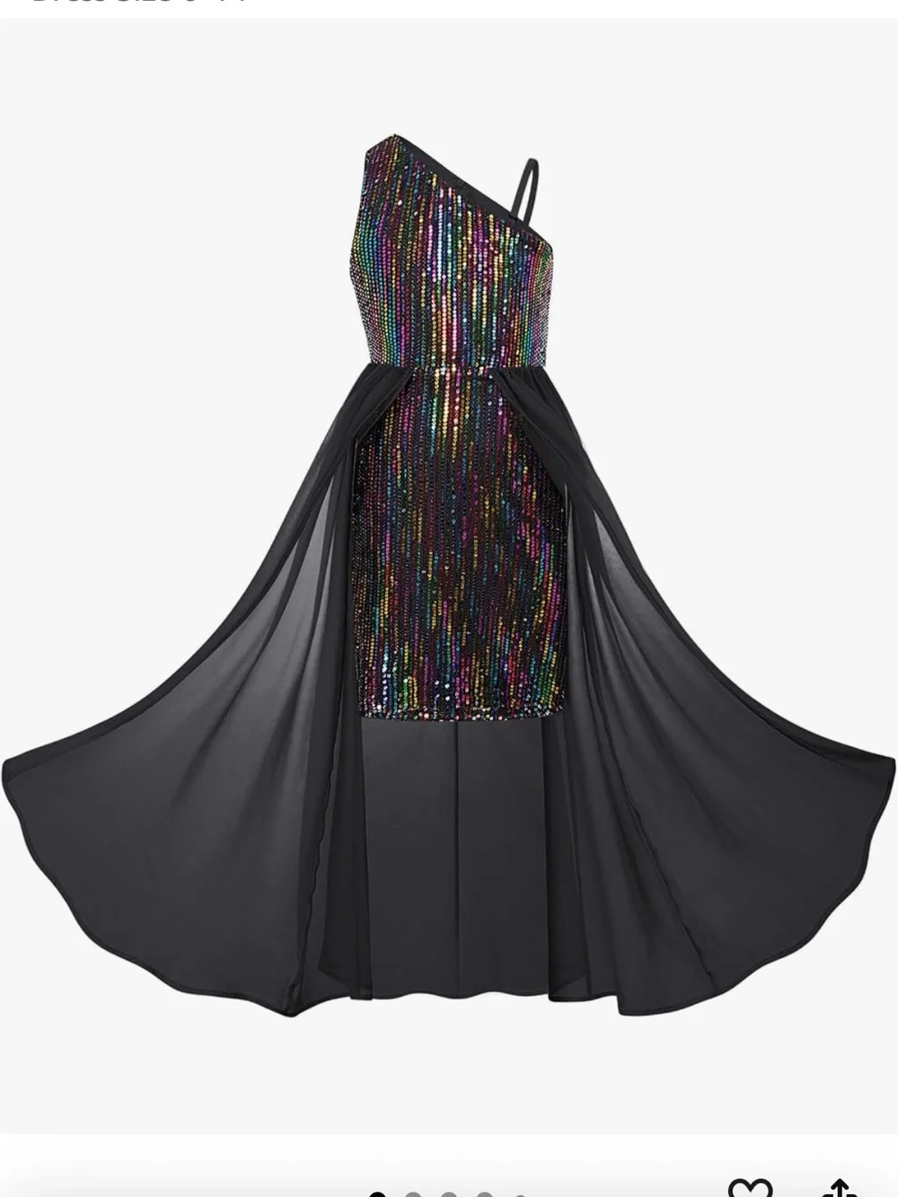 Girls Grace Karin Black One-Shoulder Multicolor Sequin Evening Dress (size 12Y)